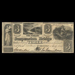 Canada, Niagara Suspension Bridge Bank, 3 dollars : July 1, 1841