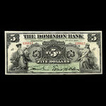 Canada, Dominion Bank, 5 dollars : July 3, 1905