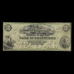 Canada, Bank of Brantford, 2 dollars : November 1, 1859