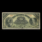 Canada, Quebec Bank, 20 dollars : January 3, 1898