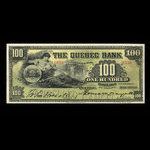 Canada, Quebec Bank, 100 dollars : January 3, 1898