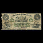 Canada, Union Bank of Lower Canada, 5 dollars : August 1, 1871