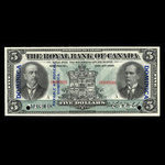 Dominica, Royal Bank of Canada, 5 dollars : January 2, 1913