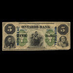 Canada, Ontario Bank, 5 dollars : November 1, 1870