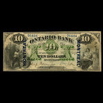 Canada, Ontario Bank, 10 dollars : November 1, 1870