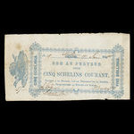 Canada, La Société de Défricheurs de la Rivière aux Sables, 5 shillings : June 19, 1848