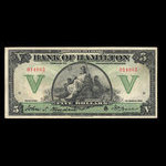 Canada, Bank of Hamilton, 5 dollars : March 1, 1922