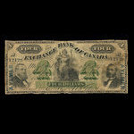 Canada, Exchange Bank of Canada, 4 dollars : October 1, 1872