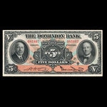 Canada, Dominion Bank, 5 dollars : February 1, 1931