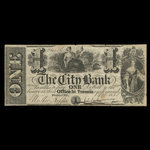 Canada, City Bank (Montreal), 1 dollar : October 1, 1850