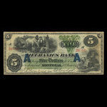 Canada, Mechanics Bank (Montreal), 5 dollars : June 1, 1872