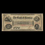 Canada, Bank of Montreal, 2 dollars : August 1, 1856