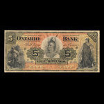 Canada, Ontario Bank, 5 dollars : June 1, 1888