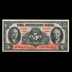 Canada, Dominion Bank, 5 dollars : January 2, 1935