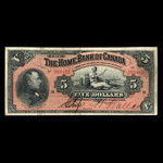 Canada, Home Bank of Canada, 5 dollars : March 1, 1904