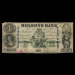 Canada, Molsons Bank, 4 dollars : October 1, 1855