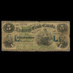 Canada, Exchange Bank of Canada, 5 dollars : October 1, 1872