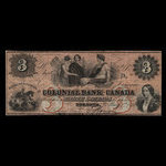 Canada, Colonial Bank of Canada, 3 dollars : May 4, 1859