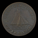 Canada, unknown, 1/2 penny : 1833