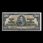 Canada, Bank of Canada, 20 dollars <br /> January 2, 1937