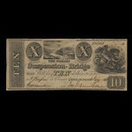 Canada, Niagara Suspension Bridge Bank, 10 dollars : January 4, 1841