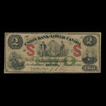 Canada, Union Bank of Lower Canada, 2 dollars : March 1, 1866