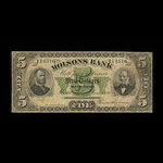 Canada, Molsons Bank, 5 dollars : June 1, 1880