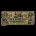 Canada, Quebec Bank, 4 dollars : January 2, 1863