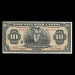 Canada, Barclays Bank, 10 dollars : September 3, 1929