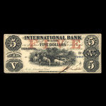 Canada, International Bank of Canada, 5 dollars : September 15, 1858