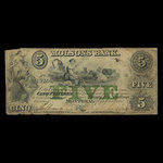 Canada, Molsons Bank, 5 piastres : October 1, 1855