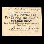 Canada, Norman Bethune, 1 tow, Durham boat <br /> June 15, 1833