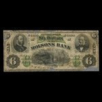 Canada, Molsons Bank, 6 dollars : November 5, 1871