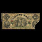 Canada, Metropolitan Bank, 5 dollars : February 1, 1872