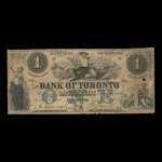 Canada, Bank of Toronto (The), 1 dollar : July 3, 1856