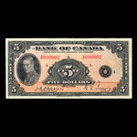 Canada, Bank of Canada, 5 dollars <br /> 1935