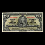 Canada, Bank of Canada, 20 dollars <br /> January 2, 1937