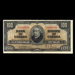 Canada, Bank of Canada, 100 dollars <br /> January 2, 1937