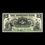 Canada, Dominion Bank, 5 dollars : July 3, 1905