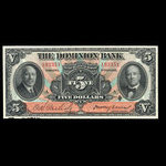 Canada, Dominion Bank, 5 dollars : February 1, 1931