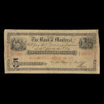 Canada, Bank of Montreal, 5 dollars : April 5, 1852