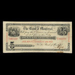 Canada, Bank of Montreal, 5 dollars : February 1, 1853