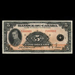 Canada, Bank of Canada, 5 dollars <br /> 1935