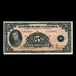 Canada, Bank of Canada, 5 dollars <br /> 1935