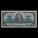 Canada, Bank of Canada, 5 dollars <br /> January 2, 1937