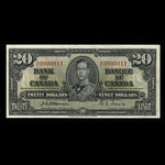 Canada, Bank of Canada, 20 dollars : January 2, 1937