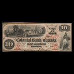 Canada, Colonial Bank of Canada, 10 dollars : October 20, 1859