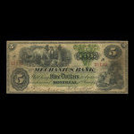 Canada, Mechanics Bank (Montreal), 5 dollars : June 1, 1872