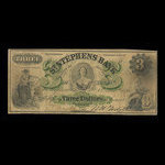 Canada, St. Stephen's Bank, 3 dollars : February 1, 1886