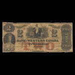 Canada, Bank of Western Canada, 2 dollars : September 20, 1859